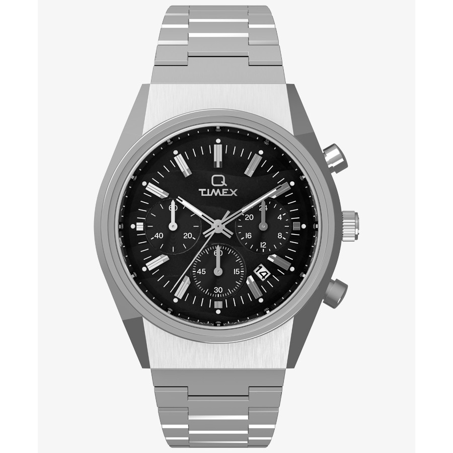 TIMEX(五分五分メックス) 【国内定め事品】Q TIMEX リイシュー 1975 難問 しろがね色/黒いこと TW2Y34800