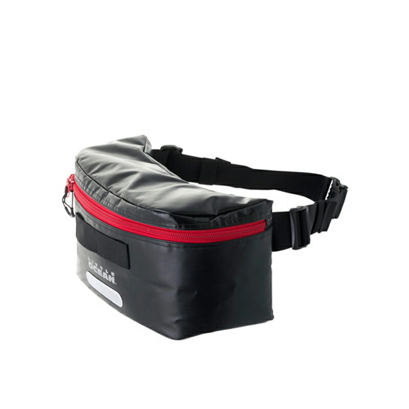 ビッグ フィット ウエストバッグ ブラック×レッド
