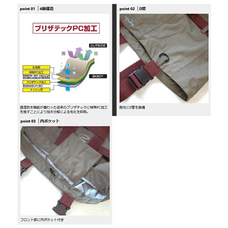 防水透湿ウェーダー プロックス Prox ブリザテックポリカウェダーチェスト ストッキング L シナモンベージュ Px325l