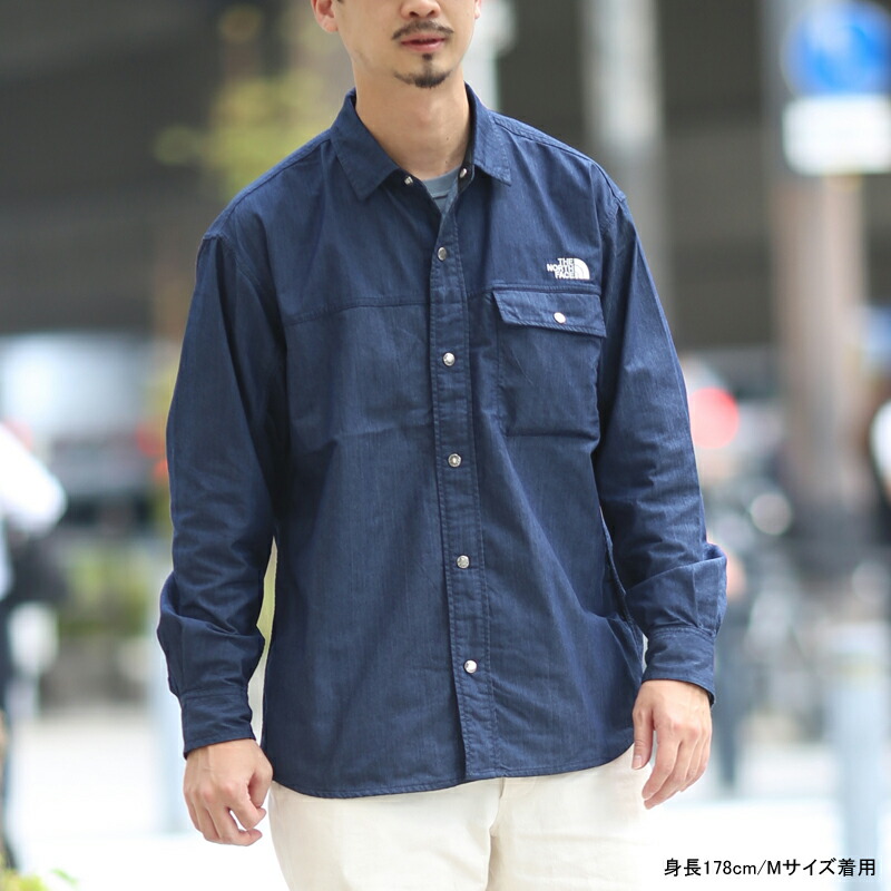 THE NORTH FACE(ザ・ノース・フェイス) ロングスリーブ ナイロン デニム ヌプシ シャツ メンズ M ナイロンインディゴデニム(ID) NR72130