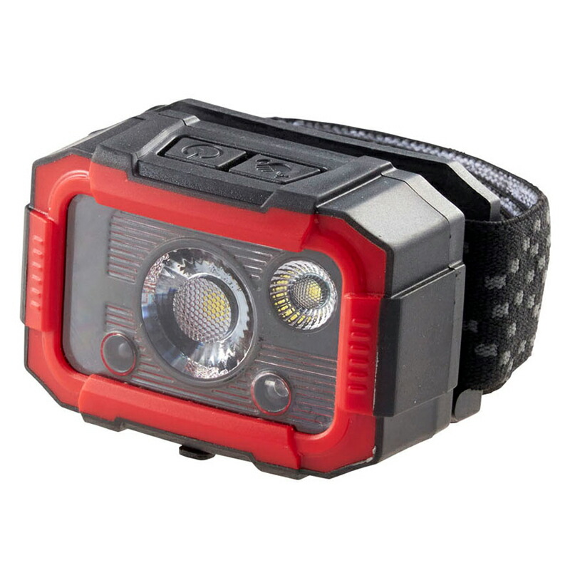 USBセンサー付ハイパーヘッドランプ 最大500ルーメン USB充電式 ブラックレッド