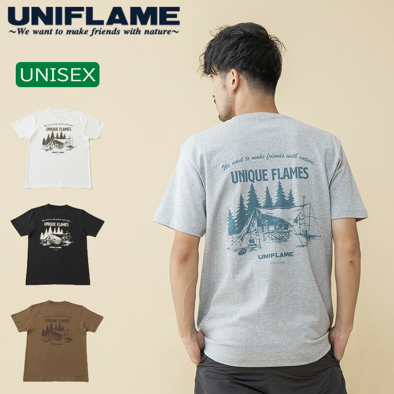 ユニフレーム UNIFLAME 7.1オンス へヴィーウェイト バックプリント Tシャツ XXL グレー URNT-9 【即納】