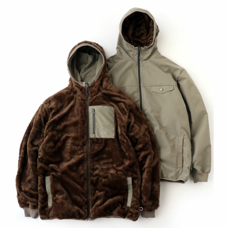 リバーシブルボア×タスロンフードジャケット M 34(ブラウン×サンド)