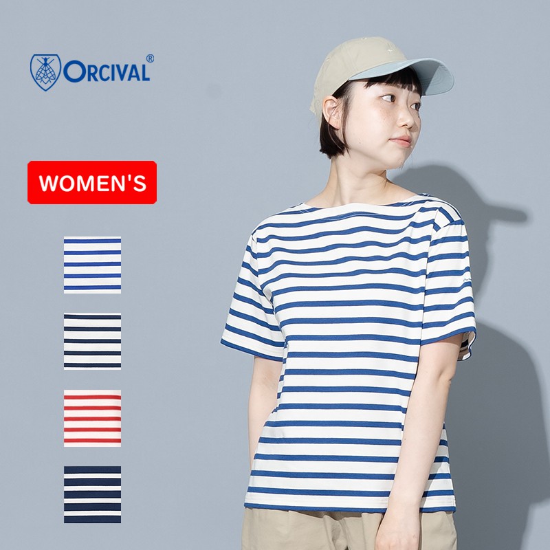 BOAT NECK SHORT SLEEVE ボートネック ショートスリーブ ウィメンズ 1 ECRU×BLUE