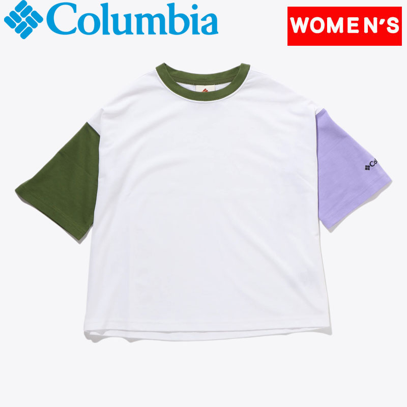 デシュートバレー クロップドショートスリーブ Tシャツ ウィメンズ L 100(WHITE×VISTA BLUE×PEA)