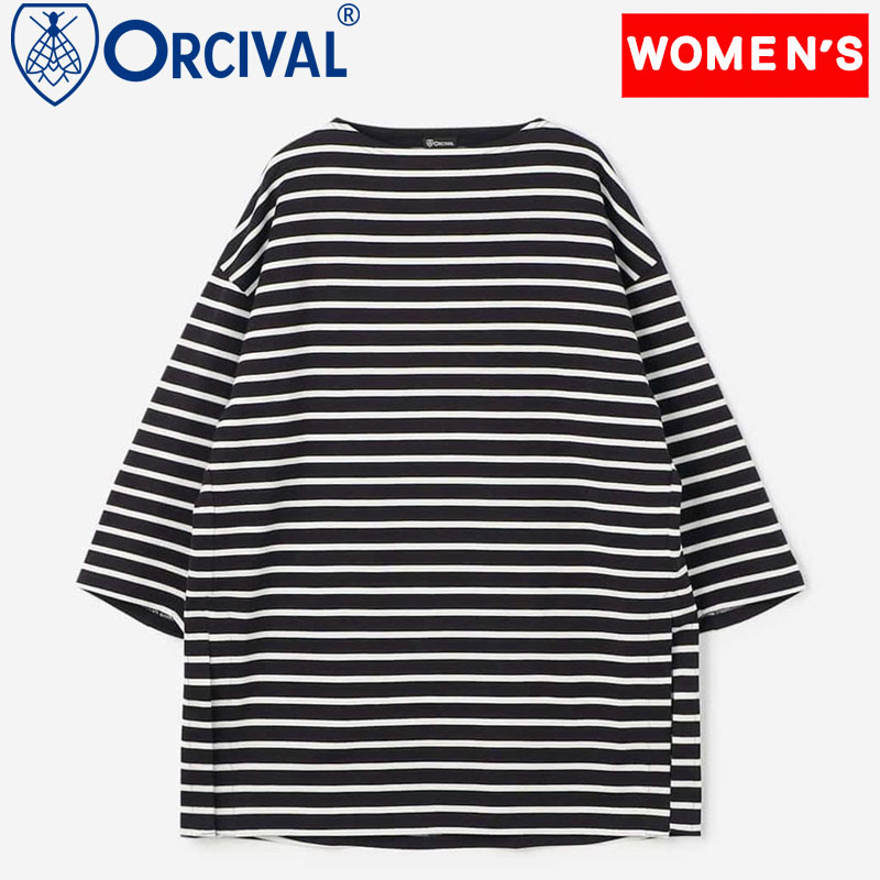 Women’s ワイドボートネックプルオーバー ィメンズ 1 WHITE×BLACK