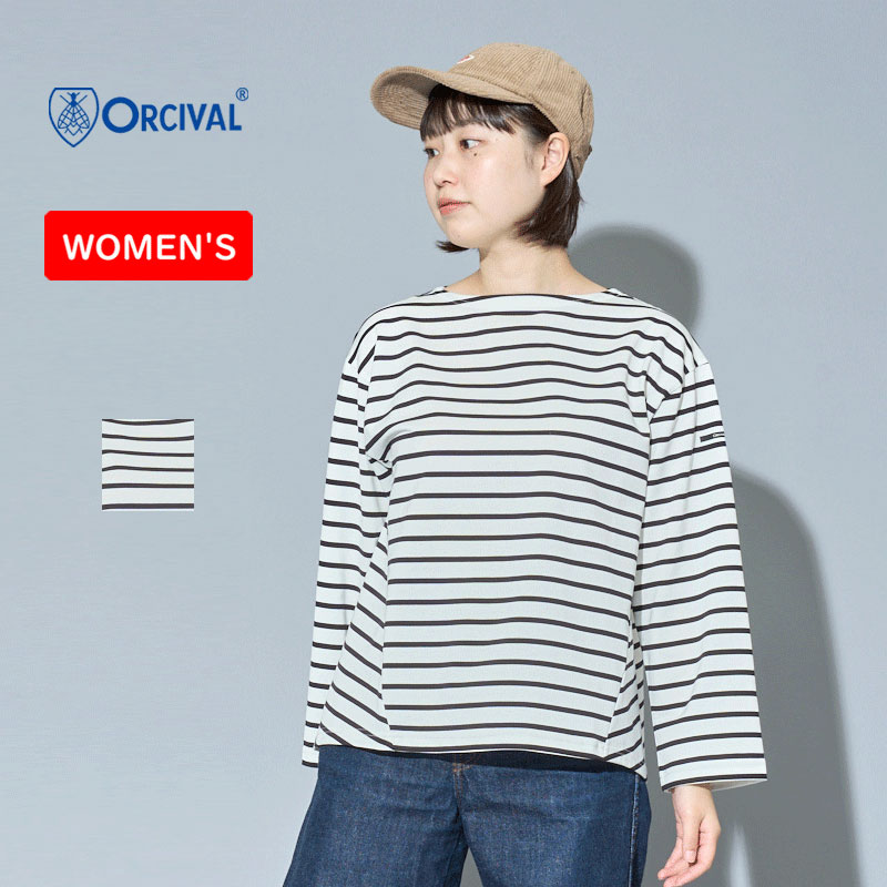 ORCIVAL トップス(レディース) Women’s フレアーボートネック長袖P.O. ウィメンズ  1  WHITE×BLACK 楽天市場】 ORCIVAL(オーシバル) Women's フレアーボートネック長袖