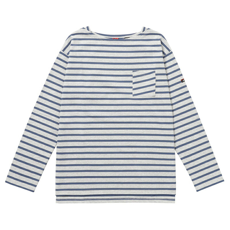 エコ ハイブリッド ルーズ フィット ボーダー ロングスリーブ ティー ウィメンズ WM L.GRY×BLUE