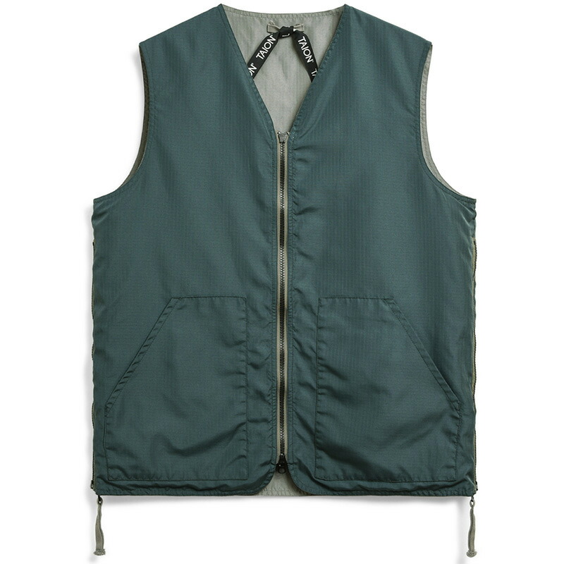 ノンダウンミリタリーリバーシブルVネックベスト M D.SAGE GREEN