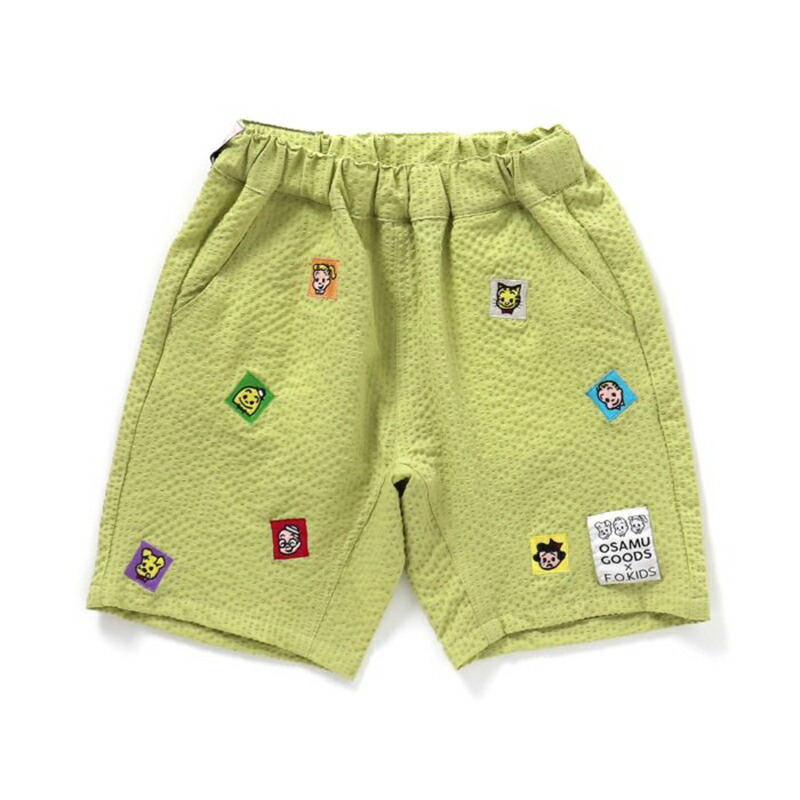 Kid’s OSAMU GOODSコラボ 飛び刺繍 ハーフパンツ キッズ 120 ライム
