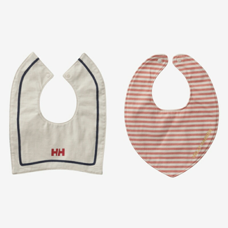 マイファーストHHボーダープリントビブセット ベビーフリー アイボリー×シアーオレンジ