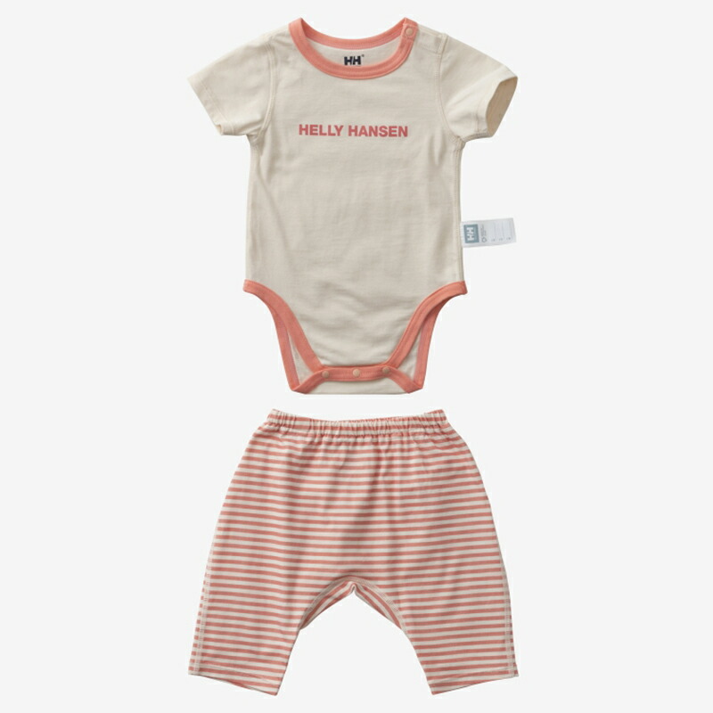 マイファーストHHボーダープリントセットアップ 70 アイボリー×シアーオレンジ