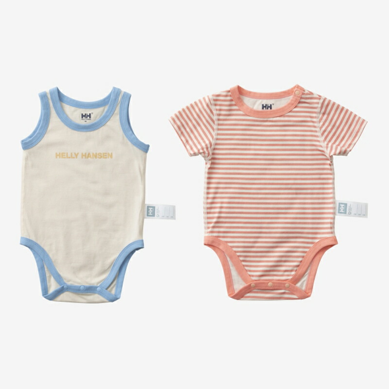 マイファーストHHボーダープリントロンパースセット 70 アイボリー×シアーオレンジ