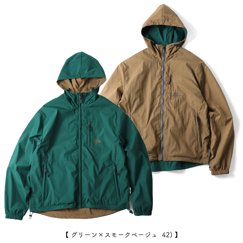 【24春夏】リバーシブル ナイロン フード ジャケット L 42(グリーン×ベージュ)