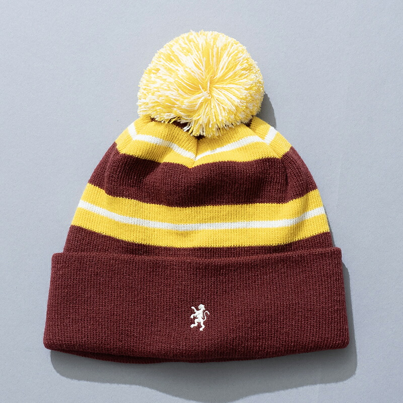 KNIT WATCH CAP(ニットウォッチ キャップ) フリー BURGUNDY×YELLOW STRIPE