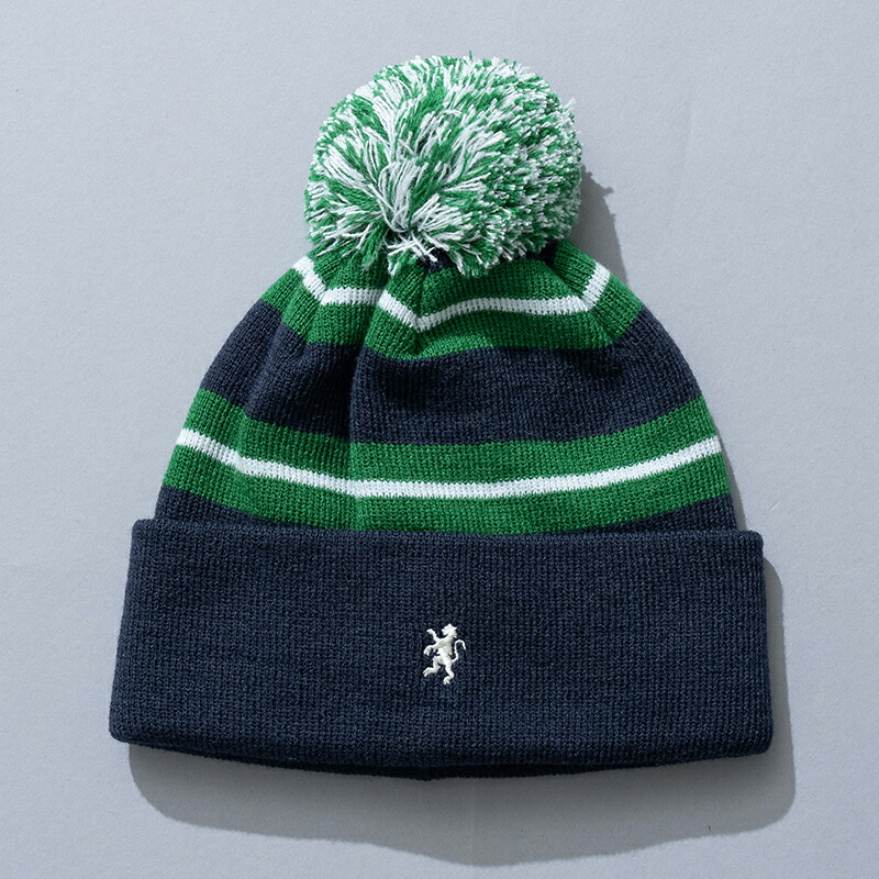 KNIT WATCH CAP(ニットウォッチ キャップ) フリー NAVY×GREEN STRIPE
