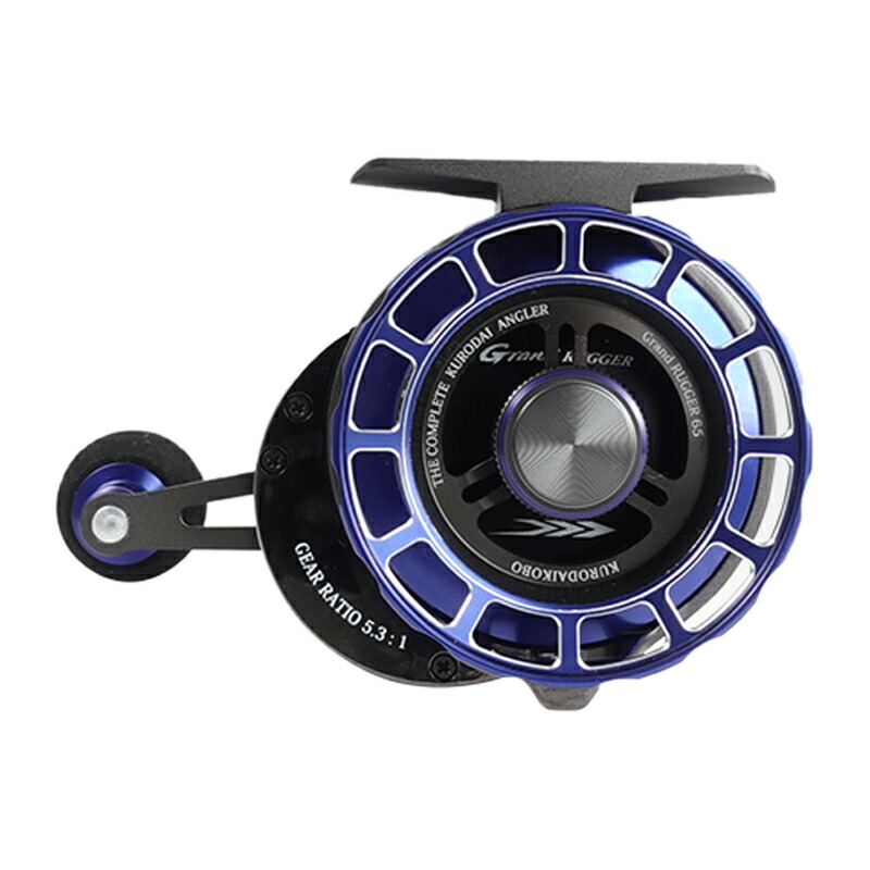黒鯛工房 船・石鯛リール カセ筏師 グランドラガー 65 Hi SPEED 右巻き  65  ディープチタン/ブルー 楽天市場】 黒鯛工房 カセ筏師 グランドラガー 65 Hi SPEED 右巻き 65