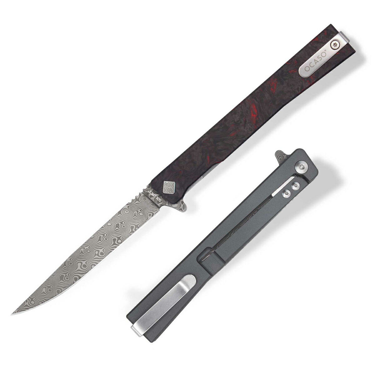 OCASO(オカソ) DAMASCUS SOLTICE ダマスカス ソルティス ファットカーボン ダークマター・レッド アノダイズド チタニウム ハ 10IFR