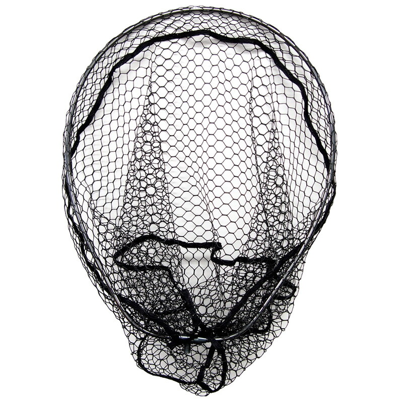 (水抵抗･フック絡み激減)網目の大きな軽量オーバル型アルミフレームラバーネット 45×55cm ガンメタ