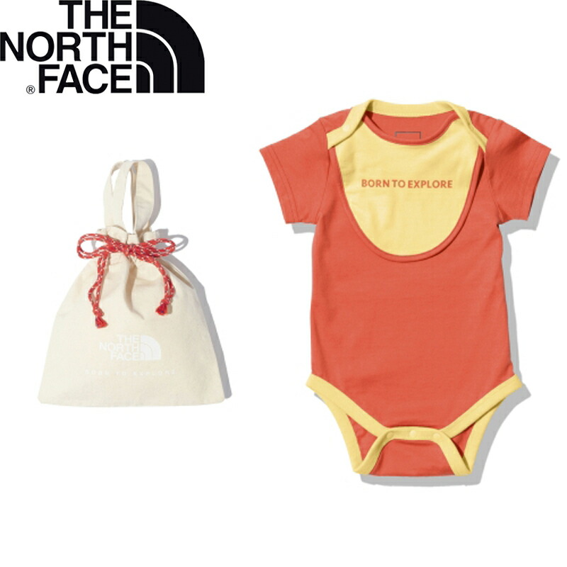 ショートスリーブロンパース&2Pビブ ベビー 80 レトロオレンジ(RO)