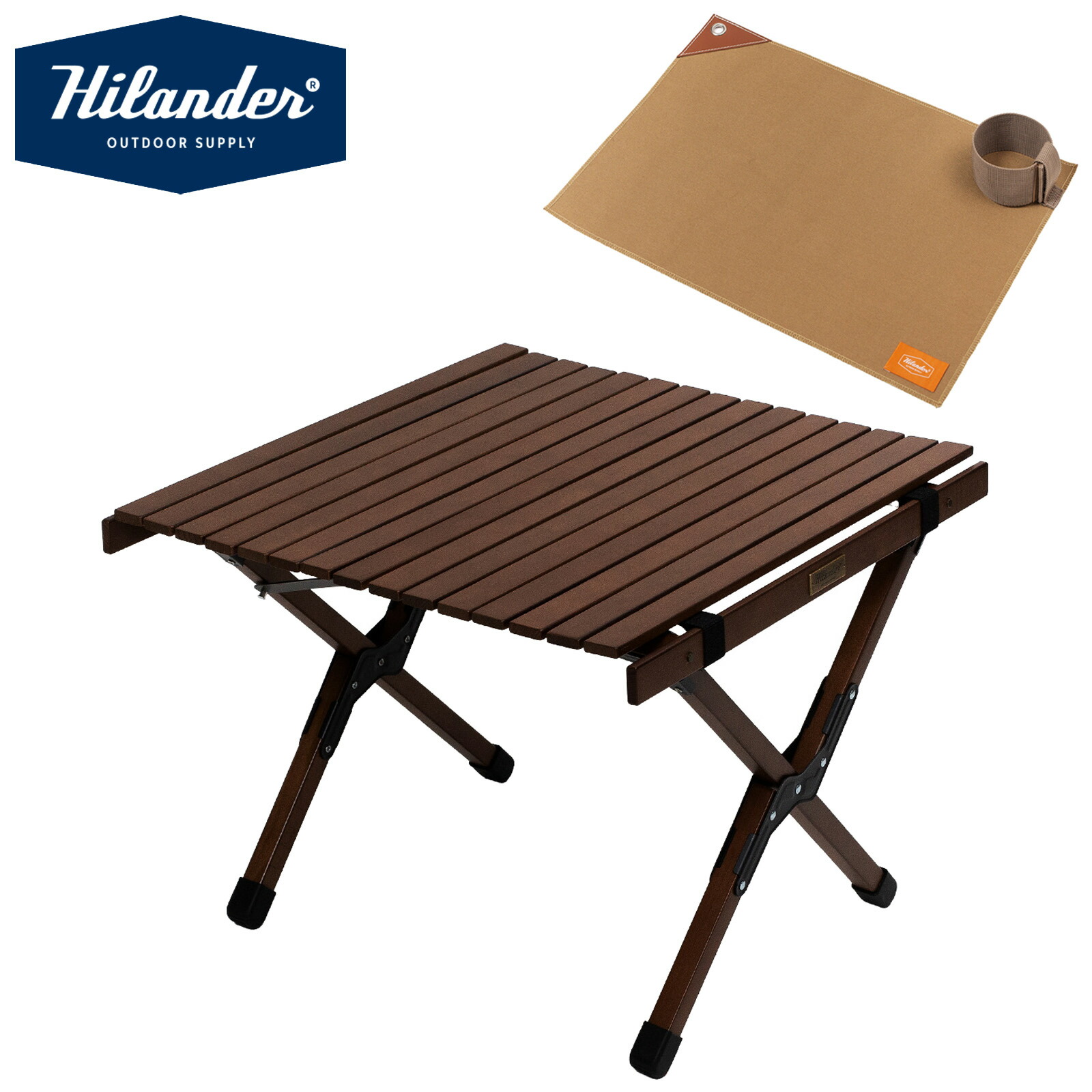Hilander(ハイランダー) 【お得なセット】ウッドロールトップテーブルEX 60+ランチョンマット 全2色