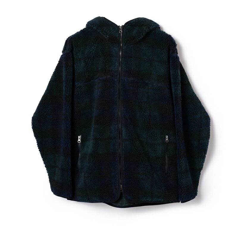 ボアジップフーディ (ユニセックス) S グリーンブラック