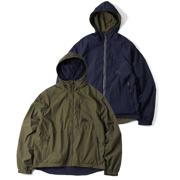 リバーシブルナイロンフードJKT L 47)オリーブxネイビー