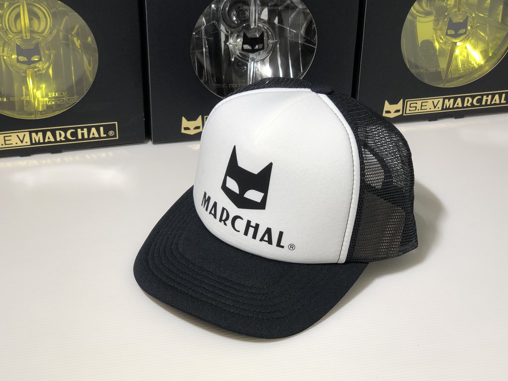 Marchal ★ マーシャル メッシュ キャップ ロゴ ブラック × ホワイト 800-3012 検）帽子 メンズ レディース ユニセックス ツーリング ウェア 黒 白 似合う 可愛い かっこいい グッズ プレゼント 粗品 旧車 バイク 車 街道レーサー イベント ワークマン 作業 Z CB XJ GS