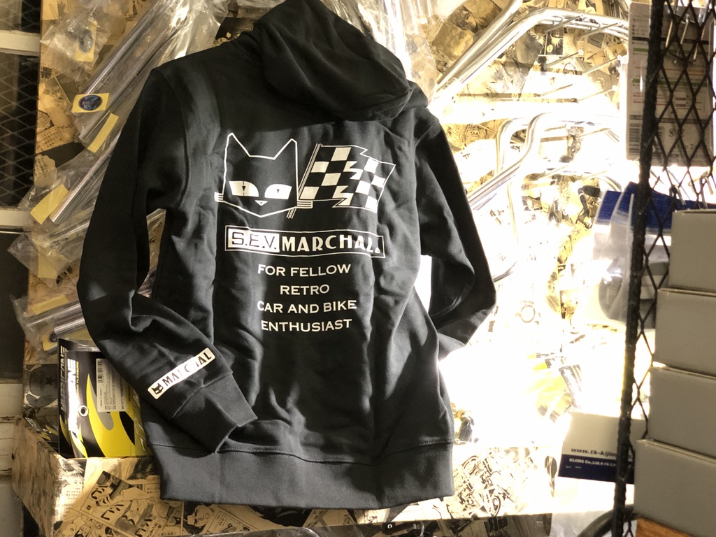 ★正規品★ 黒 3XL サイズ マーシャル No.89320 Enthuasist プルパーカー SEV MARCHAL 検) 白 黒 フード オーバー ホワイト ブラック ロゴ メンズ レディース ユニセックス ツーリング ウェア 似合う 可愛い かっこいい グッズ プレゼント 旧車 バイク 車 街道レーサー