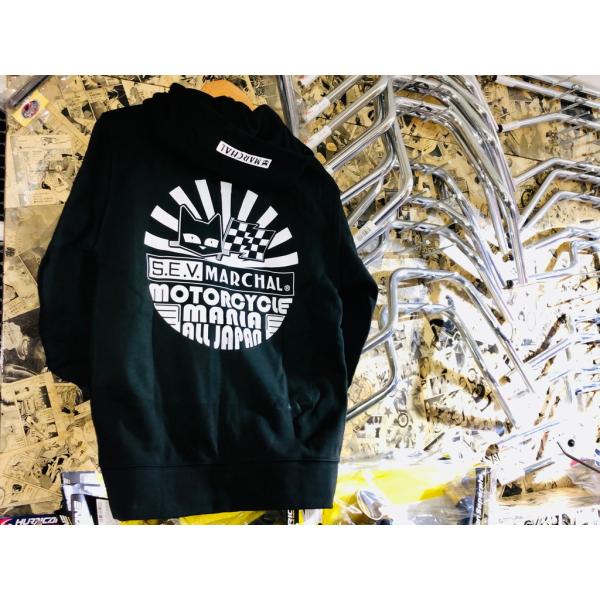 店頭在庫有★正規品★ 黒 XLサイズ マーシャル No.89431 Sun Rise ZIP パーカー SEV MARCHAL ブラック 検) ジップ バイク ツーリング hoodie 半袖 ロンT トレーナー ポロ メーカー ロゴ ユニセックス 男性 女性 メンズ ウィメンズ レディース かっこいい かわいい おしゃれ