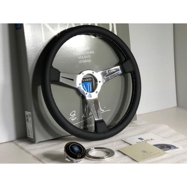 在庫有★ NARDI ★ ナルディー N132 クラシック レザー 360 Φ 黒 ブラック レザー ポリッシュスポーク ホーンボタン リング 付 検) 36 φ パイ mm ハイエース ジムニー ランクル サファリ パジェロ ジープ インパラ ローライダー ダットラ ハイラックス ローバートラック