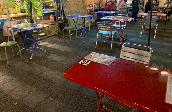 折りたたみテーブル スチール製 タイ 屋台 テーブル 【赤】FOLDING 