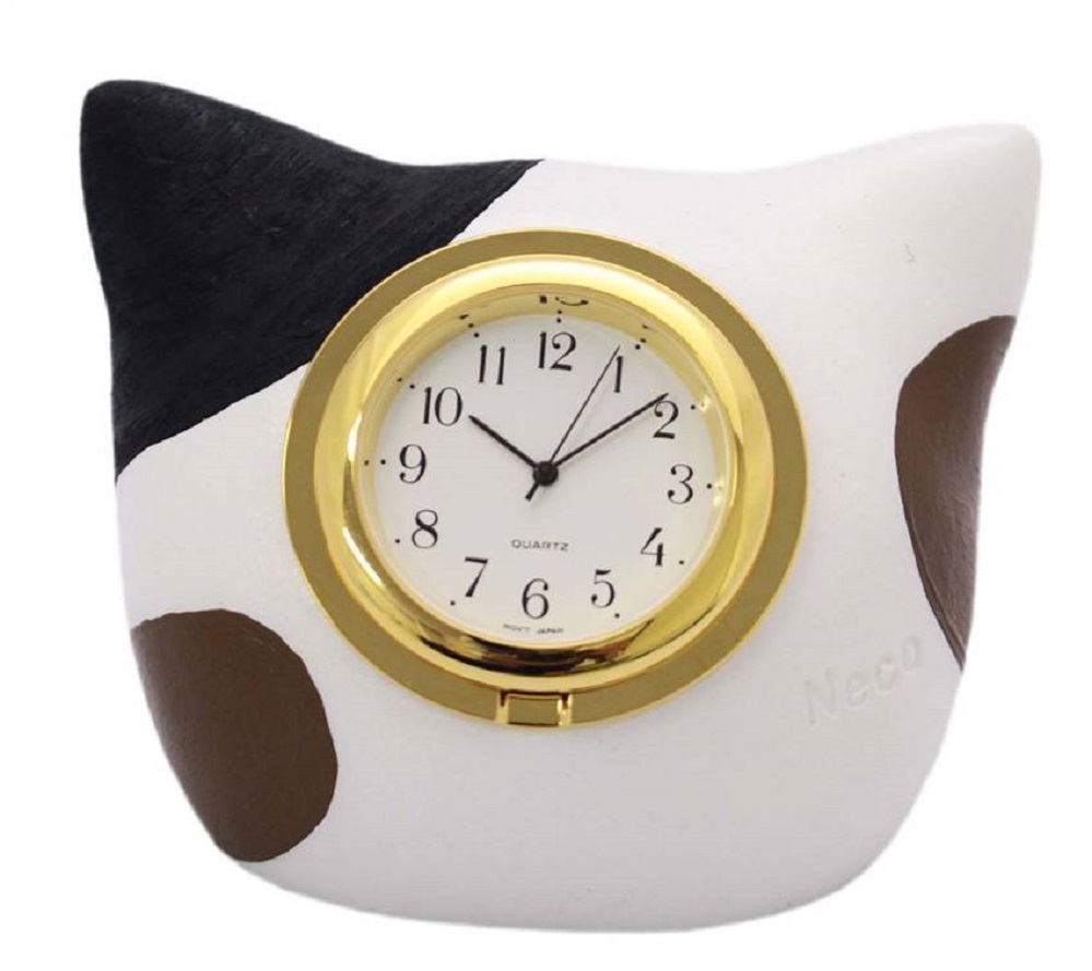 【楽天市場】猫 雑貨 置時計 おしゃれなネコのデザイン時計です！ ネコフェイスクロック ミケ 三毛 CL-63 T’S COLLECTION