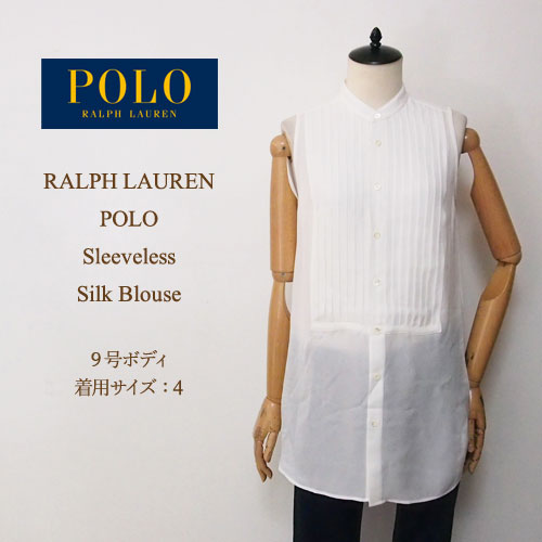 ラルフローレン ポロ レディース ノースリーブ シルク ブラウス/クリーム POLO by Ralph Lauren Blouse