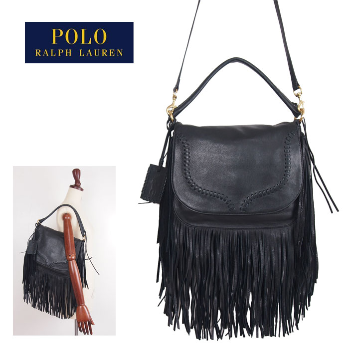 Navie Rakuten Global Market Ralph Lauren Polo Lady S Leather Ralph Lauren Polo Lady S Leather Fringe Handbag Shoulder Bag Black By