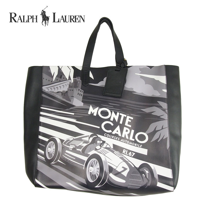ラルフローレン モンテカルロ 刷り上げる なめし革 トートバッグ/黒いことRalph Lauren Monte Carlo Leather Tote