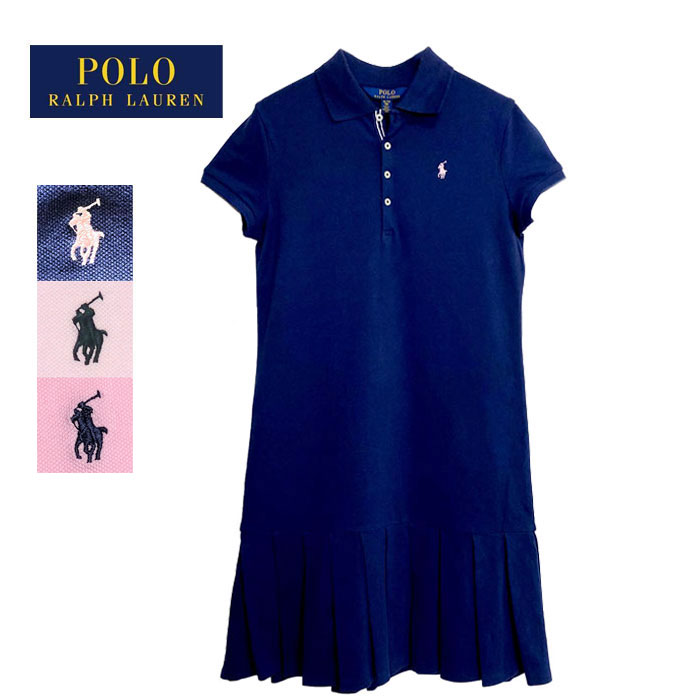 楽天市場 ラルフローレン ポロ キッズ ガールズ ポニーワンポイント プリーツ ポロワンピースpolo Ralph Lauren Pleated Dress Navie