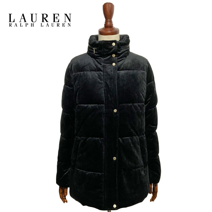 置き目レン ラルフローレン レディース ビルトインフード ベロアキルテッドジャケット アウターLAUREN Ralph Lauren Velvet Puffer Coat
