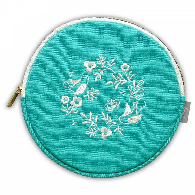 楽天市場】エヌビー社 kotori 刺繍 丸ポーチ 幸せ | 紺 綿