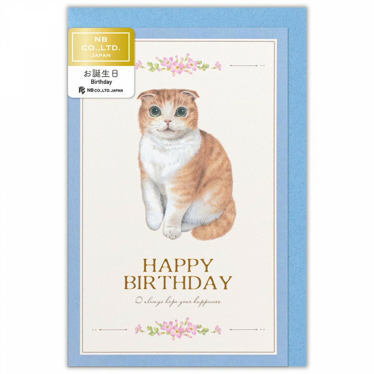 期間限定 エヌビー社 カード ｍｉｎｏｕ 誕生日 フィル 誕生日カード おしゃれ バースデーカード メッセージカード Happy Birthday 大人 可愛い プレゼントに 子猫 ねこ 猫 ネコ スコティッシュフォールド 金箔 かわいい Cmdb Md