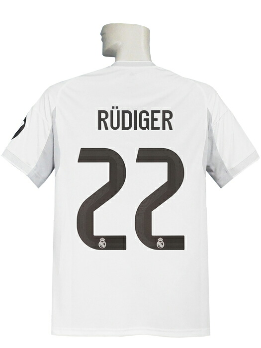 (アディダス) adidas/25/26レアルマドリード/UCL/ホーム/半袖/リュディガー/CL+FOUNDATION10+ICC2024/フルマーキング/KRN60-JJ1931|ネイバーズスポーツ