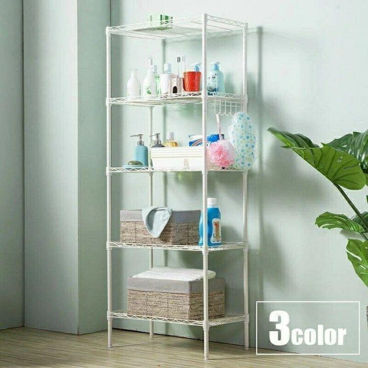 メタル製ラックスチールラックワイヤーシェルフ家具収納棚5段幅55cm奥行30cmキッチン台所洗面所リビサニタリーバスルーム｜Thik shope