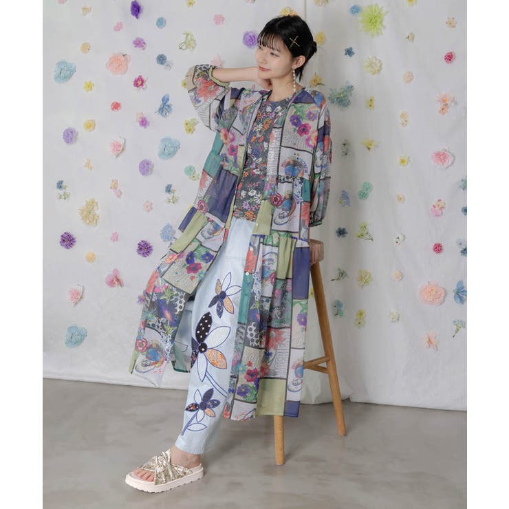 ScoLar アートコラージュ柄 シャツワンピース ワンピース・ドレス｜Thik shope