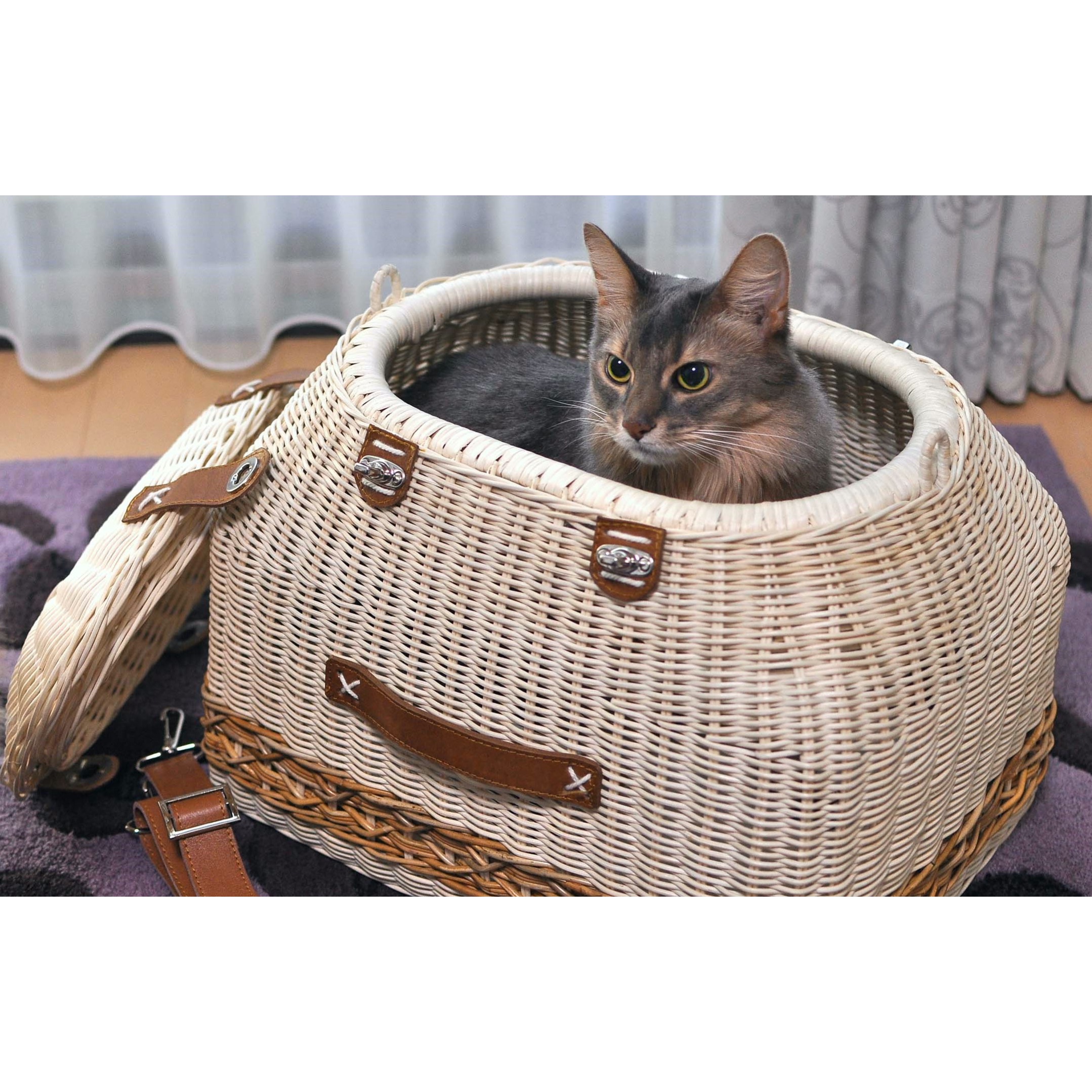 【受注発注商品】ラタンレクタングルキャリーハウス ナチュラル ブラウン ベット ネコ ねこ 猫ベッド 【受注発注商品】(GIFU)|保護猫カフェ ネコリパブリック