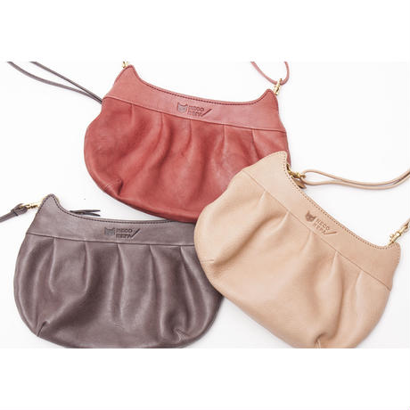 CAT FACE GATHER POCHETTE SMALL 猫型合切袋 愛くるしい 猫猥りがましい