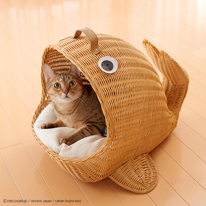 【楽天市場】【送料無料】Sincere Japan ラタンくじらベッド【猫用品／ラタン製ベッド】【猫ベッド キャットベッド ペットベッド 猫