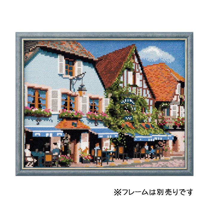 【マラソン期間クーポン配布中!】【送料無料】 刺しゅうキット フランスの風景(クロスステッチ 刺しゅう キット) アルザス地方のカフェ ししゅう 刺繍 shishu NO_711 (取り寄せ品) (メール便可)