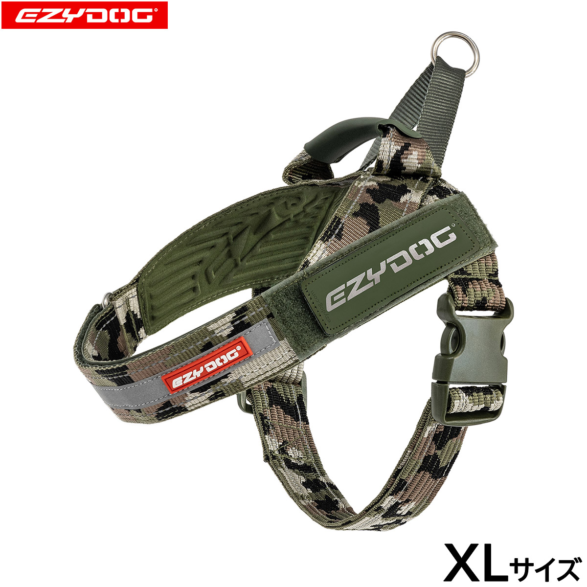 【店内ポイント最大40倍！4月20日！】イージードッグ EZYDOG エクスプレスハーネス XL グリーンカモ【送料無料】 ハンドル付き 反射 大型犬
