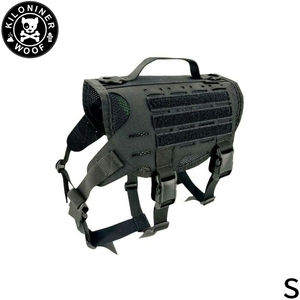 【店内ポイント最大40倍！4月20日！】KILONINER キロナイナー M4 Tactical MOLLE Vest Laser Cut M4タクティカルモールベストレーザーカット ハーネス S Black【送料無料】 胴輪 ワッペンでカスタマイズ可