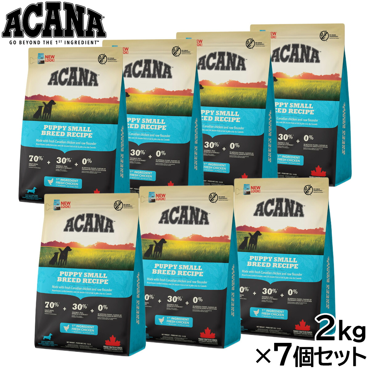 【店内ポイント最大52倍！本日限定！】アカナ ACANA ドッグフード パピースモールブリードレシピ 小型犬 子犬用 穀物不使用 2kg&times;7個セット｜ドッグニール